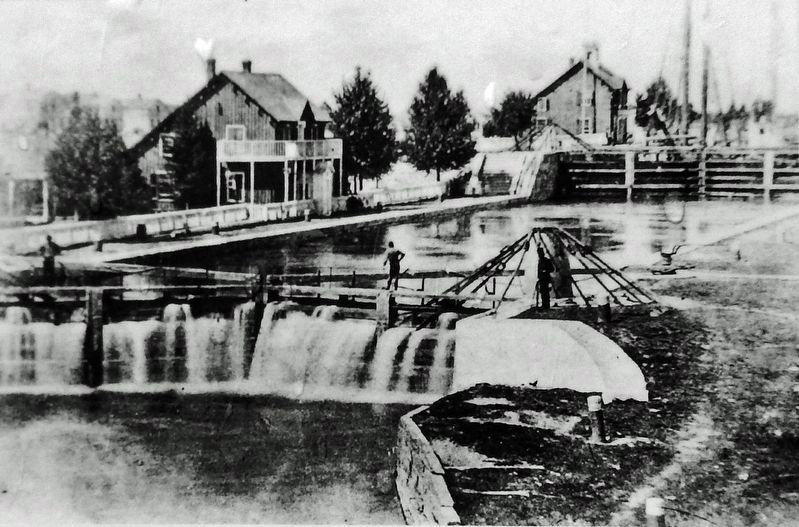 Marker detail: Soo Locks, MI � 19th Century image. Click for full size.