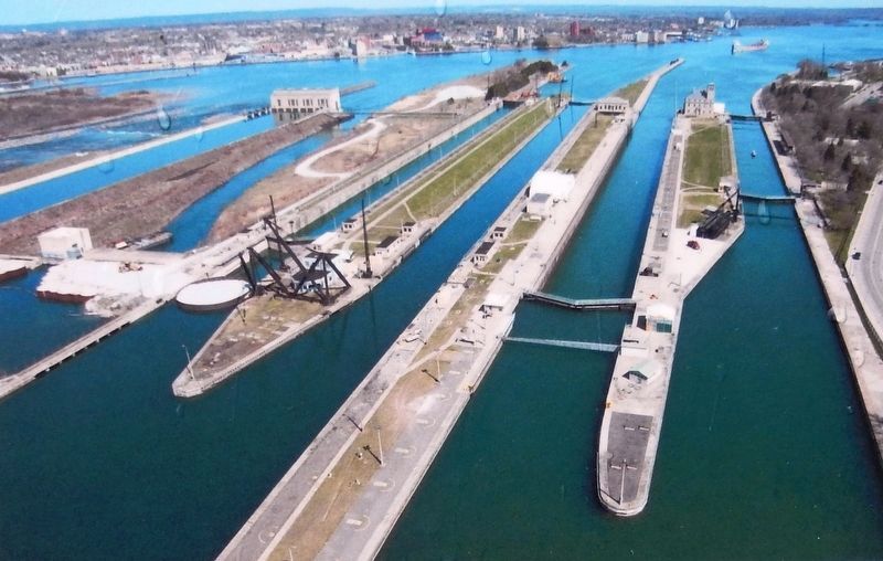 Marker detail: Soo Locks, MI � Present Day image. Click for full size.