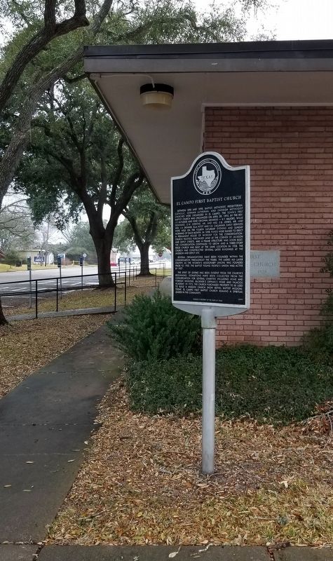 The El Campo First Baptist Church and Marker image. Click for full size.