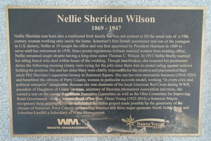 Nellie Sheridan Wilson Marker image. Click for full size.