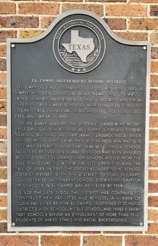 El Campo Independent School District Marker image. Click for full size.