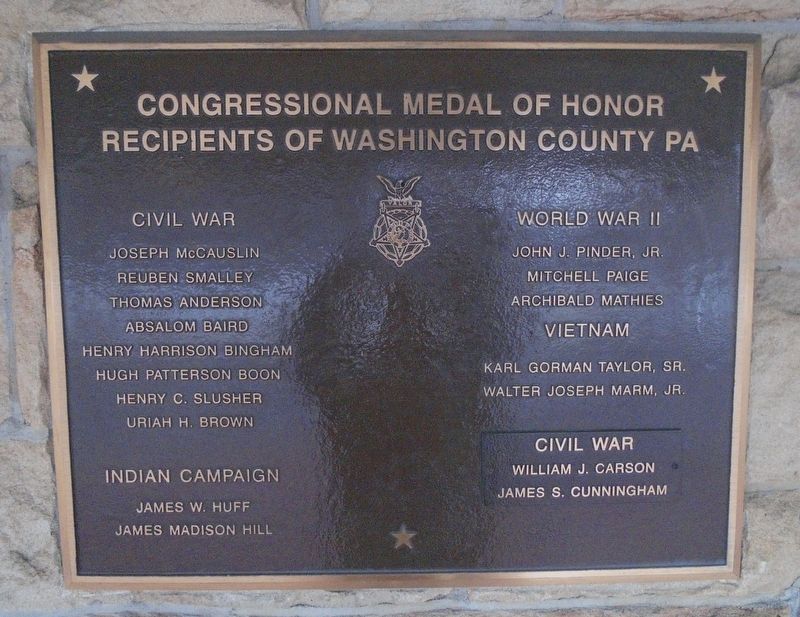 Congressional Medal of Honor Recipients of Washington County PA Marker image. Click for full size.