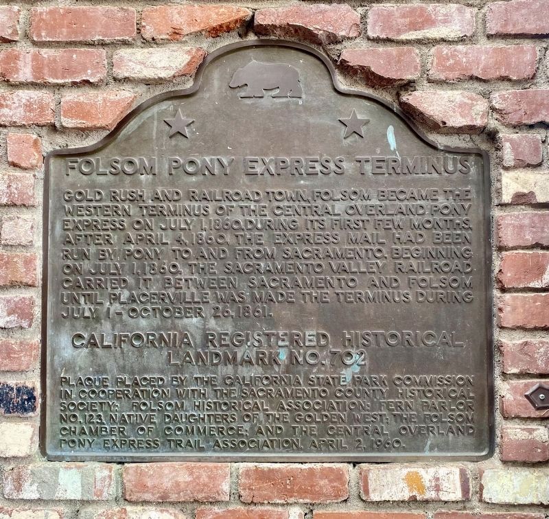 Folsom Pony Express Terminus Marker image. Click for full size.