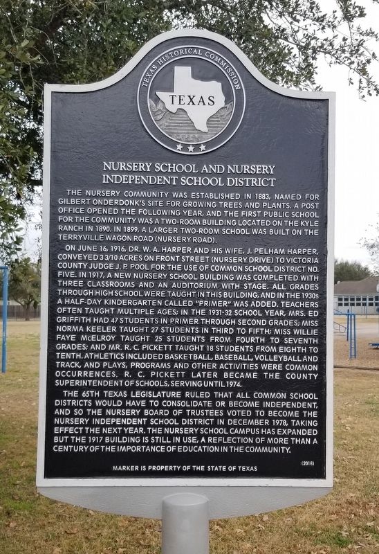 Nursery School and Nursery Independent School District Marker image. Click for full size.