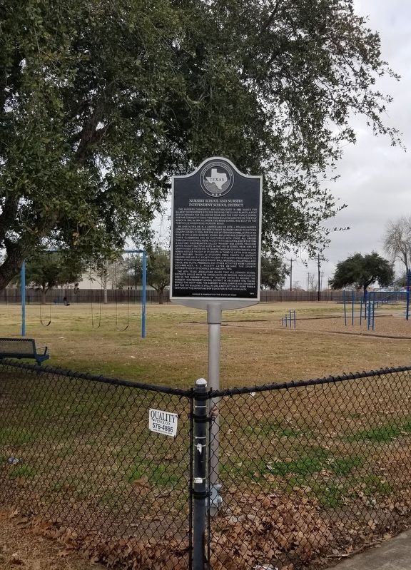 Nursery School and Nursery Independent School District Marker image. Click for full size.