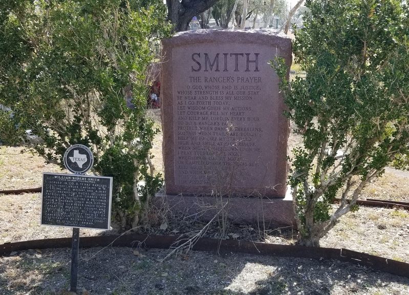 The William Robert Smith Marker with the Ranger�s Prayer image. Click for full size.