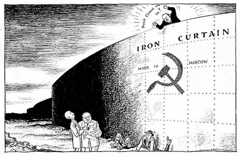 Political Cartoon Depicting the Iron Curtain image. Click for full size.