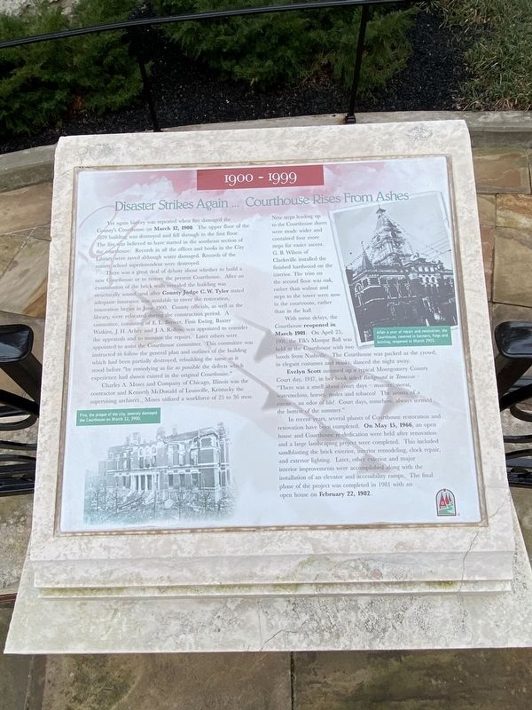 Disaster Strikes Again ... Courthouse Rises from Ashes Marker image. Click for full size.