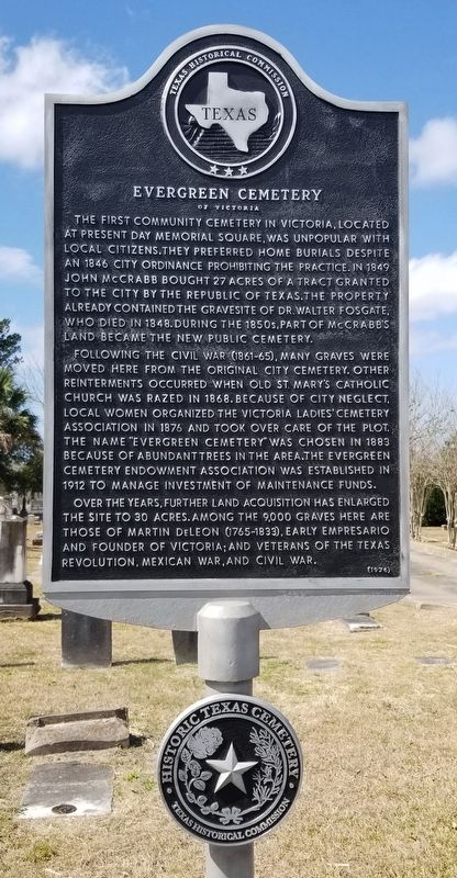 Evergreen Cemetery Marker image. Click for full size.