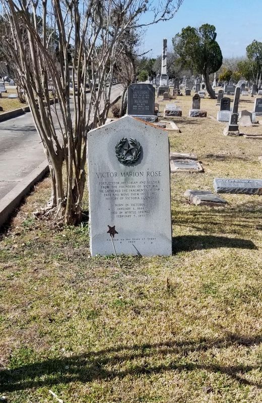 The Victor Marion Rose Gravesite ane Marker in the cemetery image. Click for full size.
