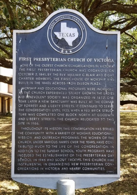 First Presbyterian Church of Victoria Marker image. Click for full size.