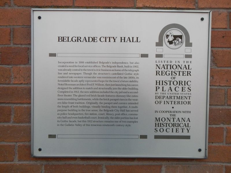 Belgrade City Hall Marker. Click for full size. Belgrade City Hall Marker image. Click for full size.