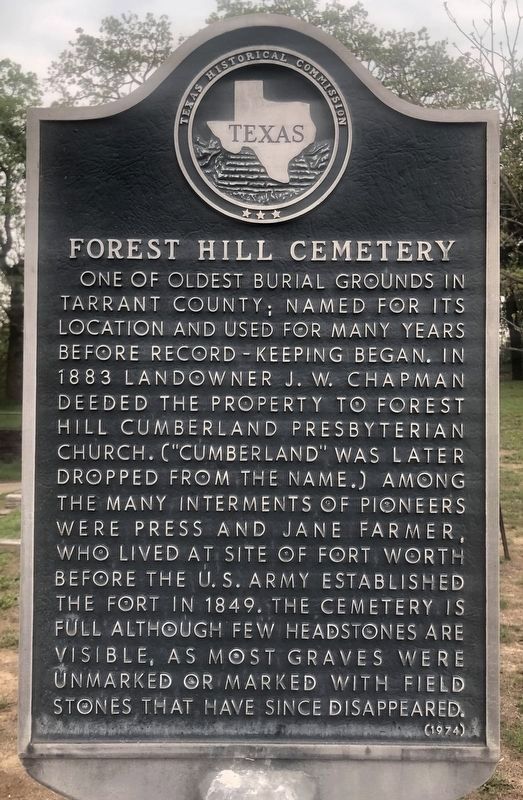 Forest Hill Cemetery Marker. Click for full size. Forest Hill Cemetery Marker image. Click for full size.