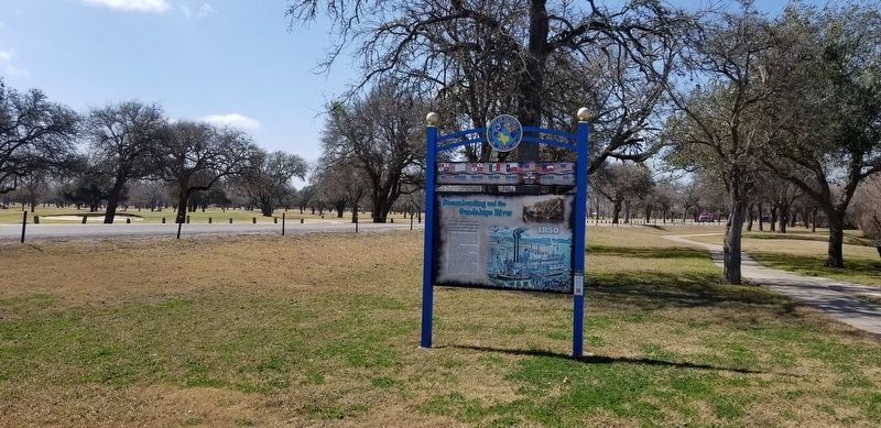 The view of the Steamboating and the Guadalupe River Marker from the parking lot image. Click for full size.