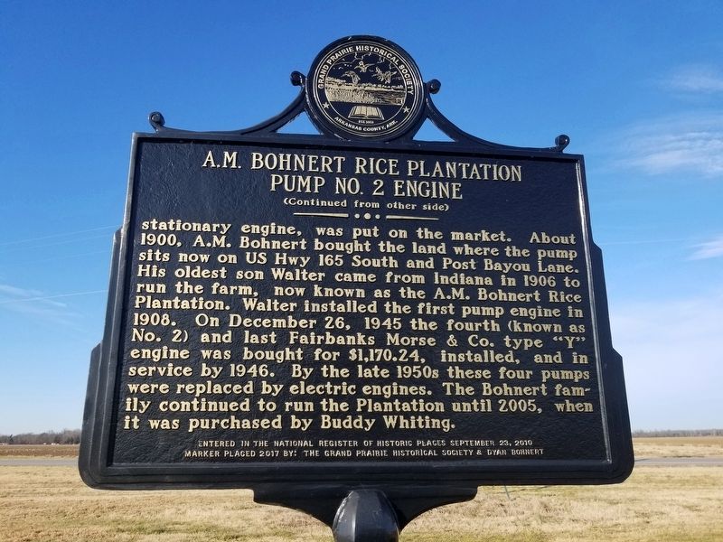 A.M. Bohnert Rice Plantation Pump No. 2 Engine Marker. Click for full size. A.M. Bohnert Rice Plantation Pump No. 2 Engine Marker image. Click for full size.