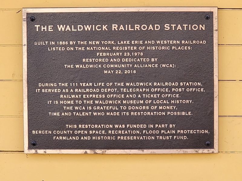 Waldwick Railroad Station Marker. Click for full size. Waldwick Railroad Station Marker image. Click for full size.