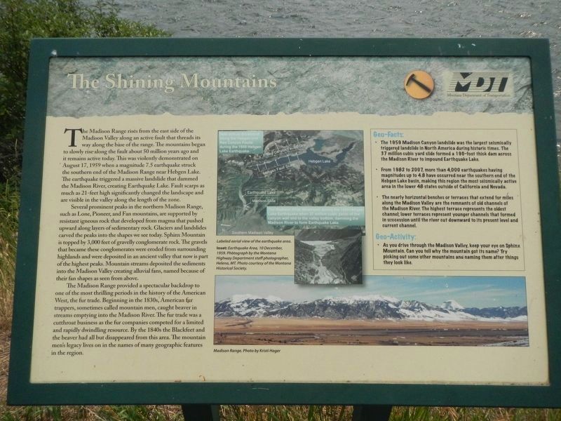 The Shining Mountains Marker. Click for full size. The Shining Mountains Marker image. Click for full size.
