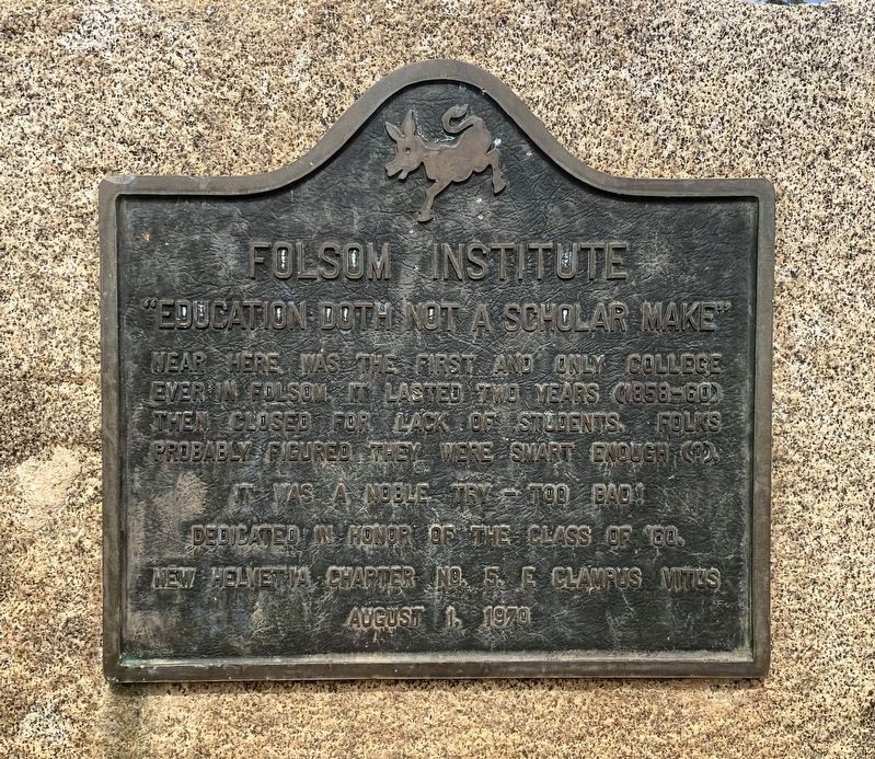 Folsom Institute Marker. Click for full size. Folsom Institute Marker image. Click for full size.