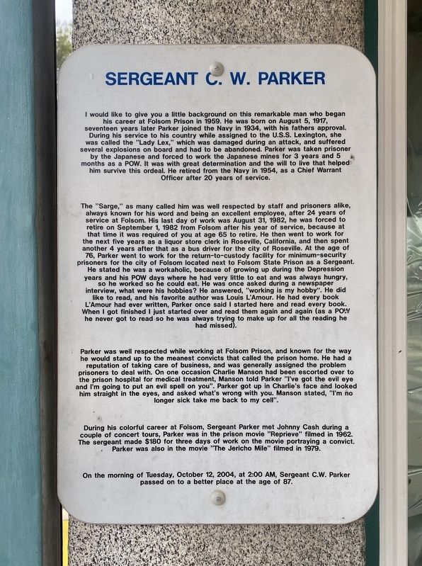 Sergeant C.W. Parker Marker. Click for full size. Sergeant C.W. Parker Marker image. Click for full size.