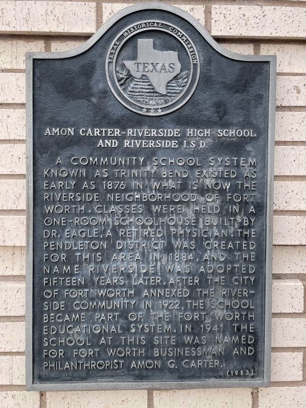 Amon Carter Riverside High School and Riverside ISD Marker image. Click for full size.