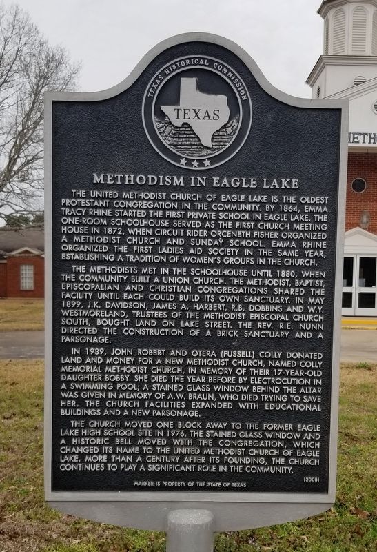 Methodism in Eagle Lake Marker image. Click for full size.