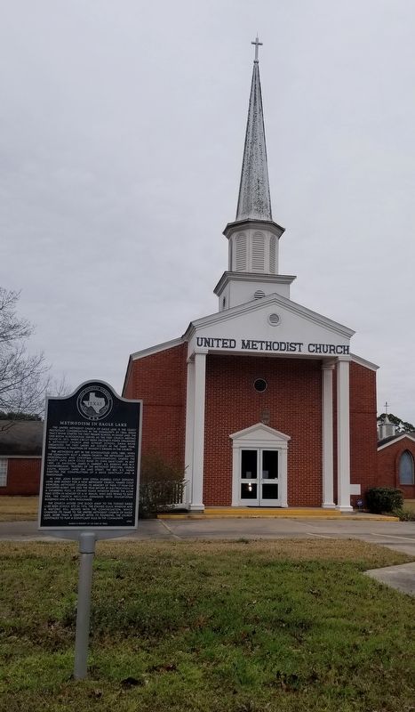 The Marker in front of the United Methodist Church of Eagle Lake image. Click for full size.