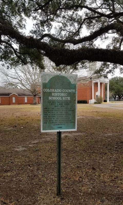 The Eagle Lake High Marker next to the United Methodist Church image. Click for full size.