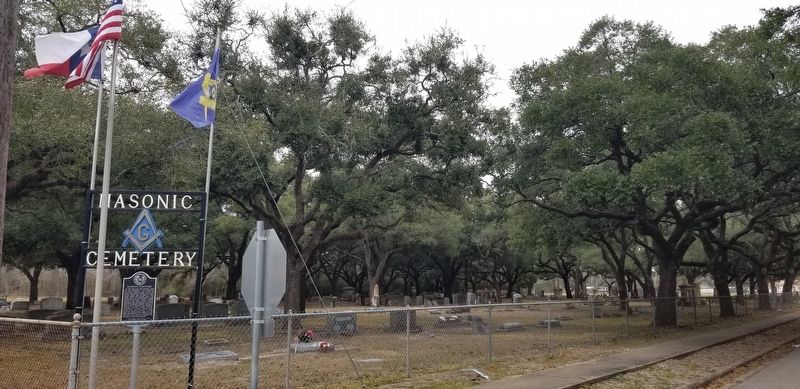 The view of the Masonic Cemetery and Marker from the street image. Click for full size.