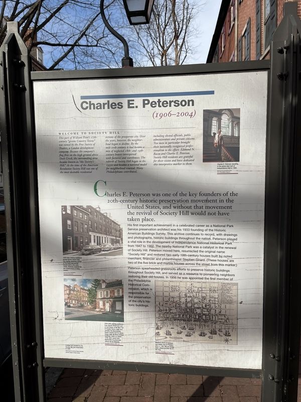 Charles E. Peterson (1906 - 2004) side of the marker. Click for full size. Charles E. Peterson (1906 - 2004) side of the marker image. Click for full size.
