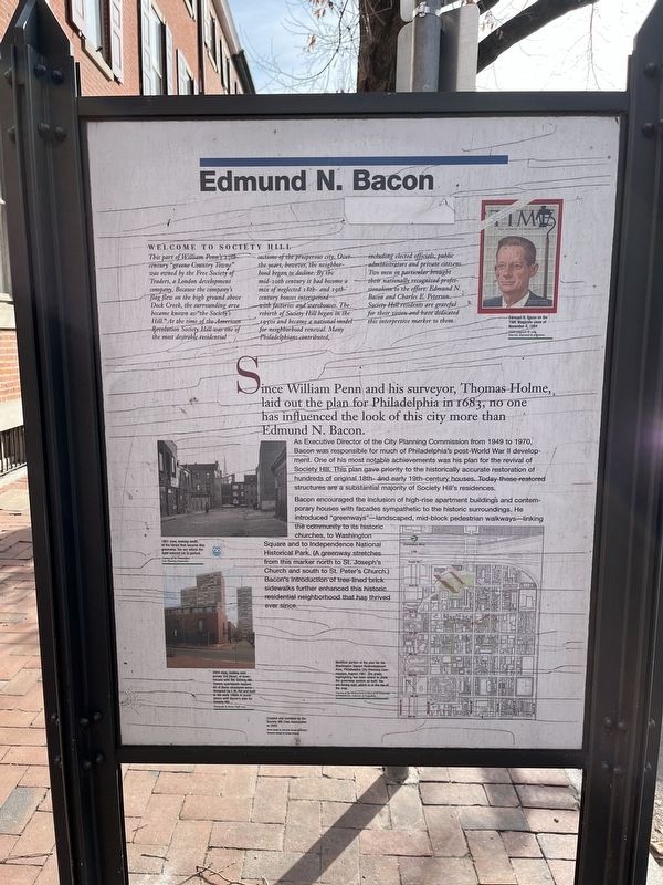 Edmund N. Bacon side of the marker. Click for full size. Edmund N. Bacon side of the marker image. Click for full size.