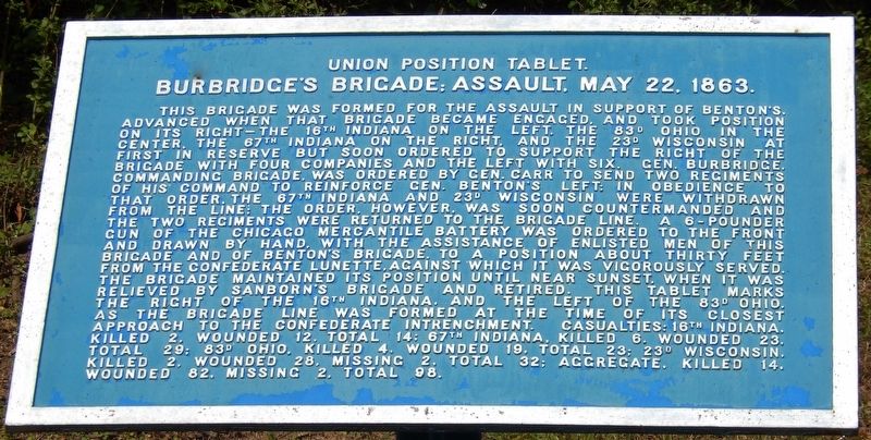 Burbridge's Brigade: Assault, May 22, 1863 Marker image. Click for full size.