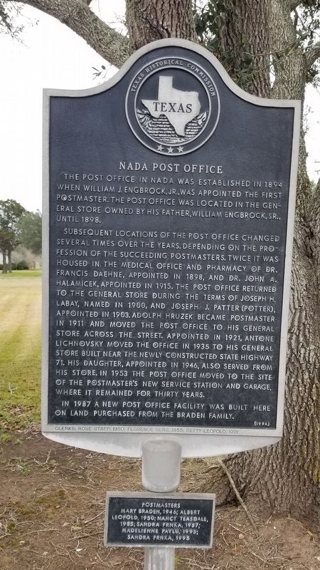 Nada Post Office Marker image. Click for full size.