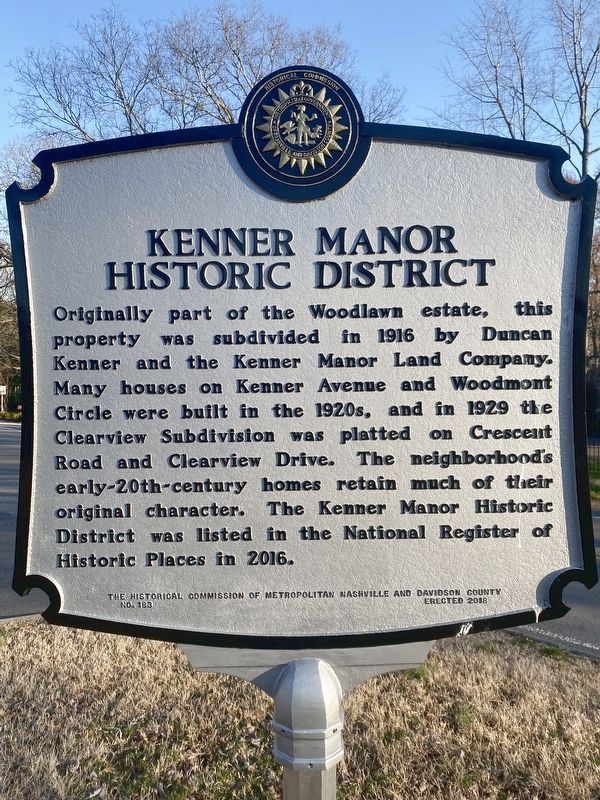 Kenner Manor Historic District Marker image. Click for full size.