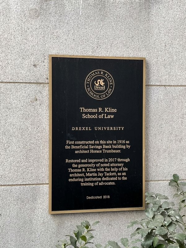 Thomas R. Kline School of Law Marker image. Click for full size.