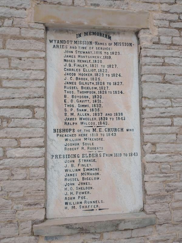 Wyandot Mission Church Leaders Tablet. Click for full size. Wyandot Mission Church Leaders Tablet image. Click for full size.