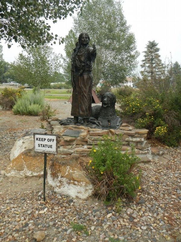 Sacajawea, "Pomp" and Seaman Sculpture image. Click for full size.