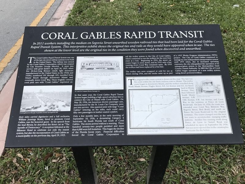 Coral Gables Rapid Transit Marker. Click for full size. Coral Gables Rapid Transit Marker image. Click for full size.