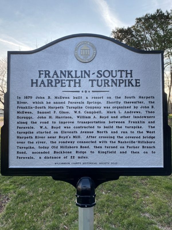 Franklin-South Harper Turnpike Marker image. Click for full size.