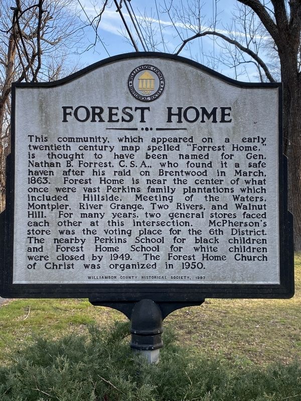 Forest Home Marker. Click for full size. Forest Home Marker image. Click for full size.