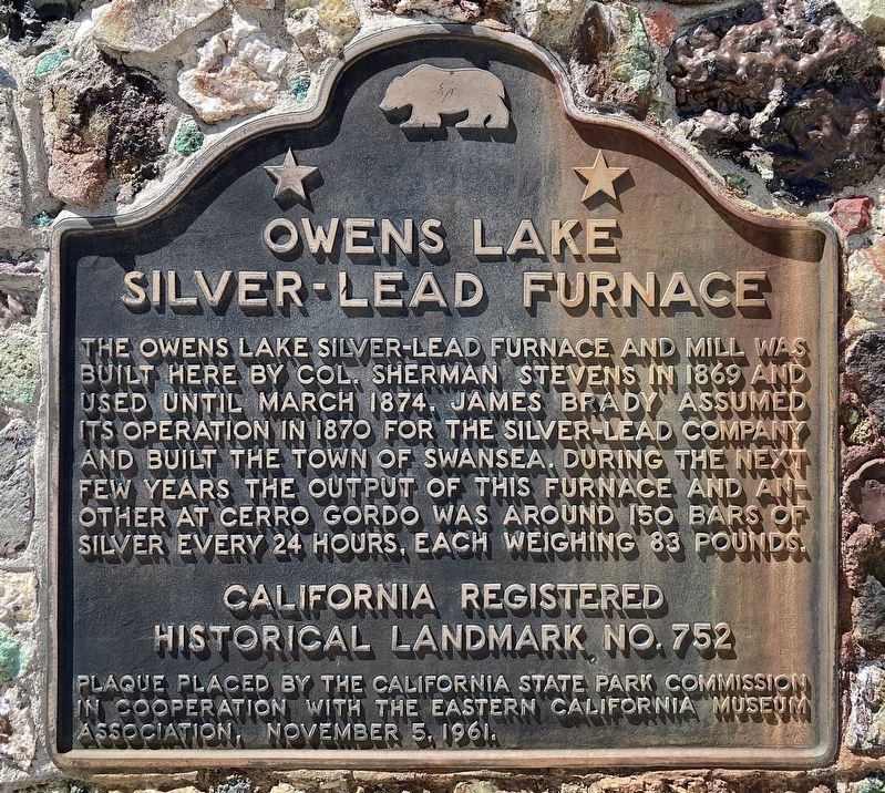 Owens Lake Silver-Lead Furnace Marker image. Click for full size.