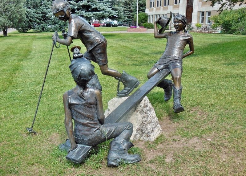 Trio of Children at Play Sculpture image. Click for full size.