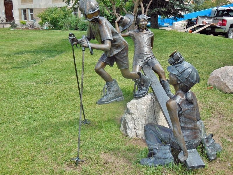 Trio of Children at Play Sculpture image. Click for full size.