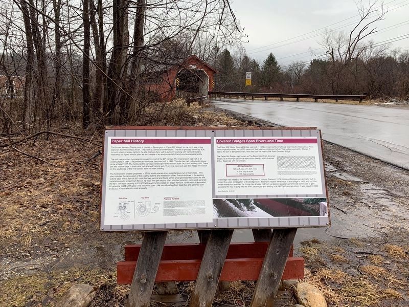 Paper Mill History/Covered Bridges Span Rivers And Time Marker. Click for full size. Paper Mill History/Covered Bridges Span Rivers And Time Marker image. Click for full size.