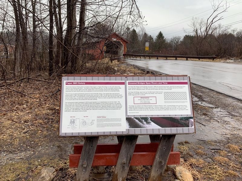 Paper Mill History/Covered Bridges Span Rivers And Time Marker image. Click for full size.