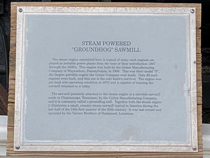 Steam Powered "Groundhog" Sawmill Marker image. Click for full size.
