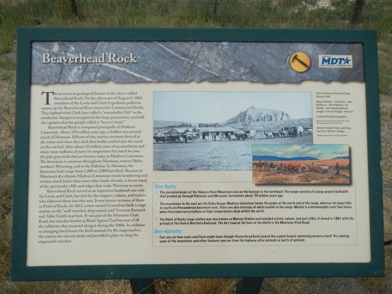 Beaverhead Rock Marker image. Click for full size.