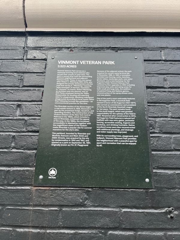 Vinmont Veteran Park Marker image. Click for full size.