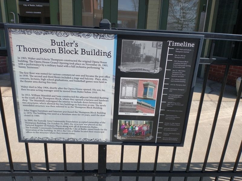 Butler's Thompson Block Building Marker image. Click for full size.
