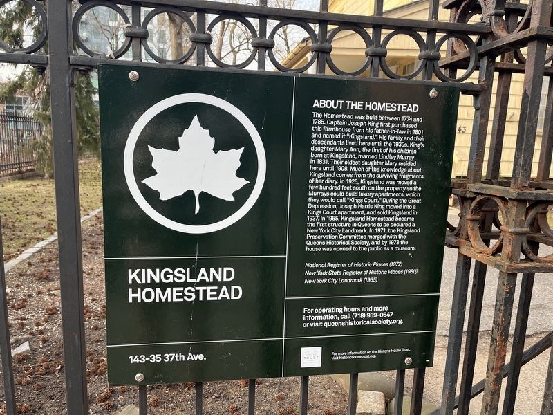 Kingsland Homestead Marker image. Click for full size.