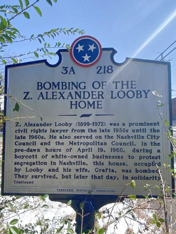 Bombing of the Z. Alexander Looby Home Marker image. Click for full size.